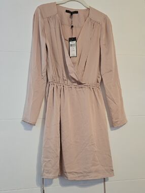 BCBGMaxAzria Long Sleeve Wrap Dress in Blush